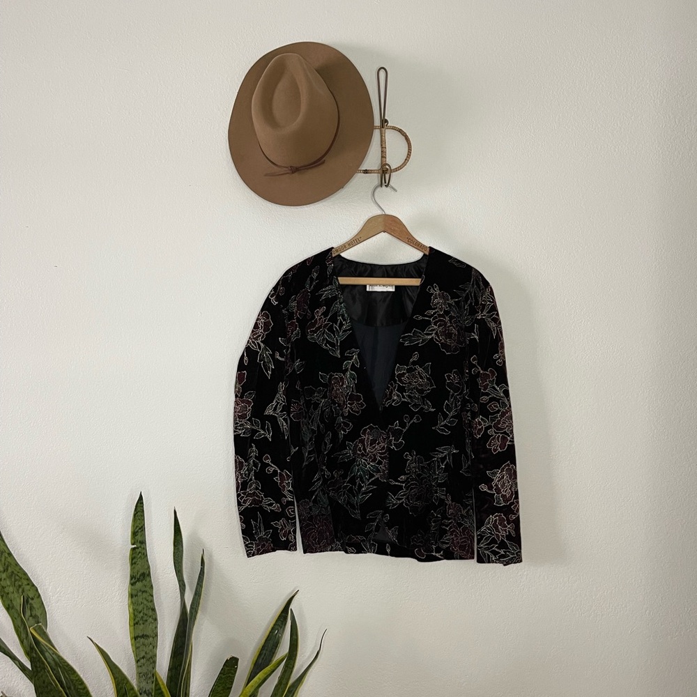 VINTAGE Norton McNaughton Rose Embroidered Evening Jacket | L